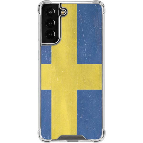 Sweden Flag Distressed Galaxy S21 FE Clear Case